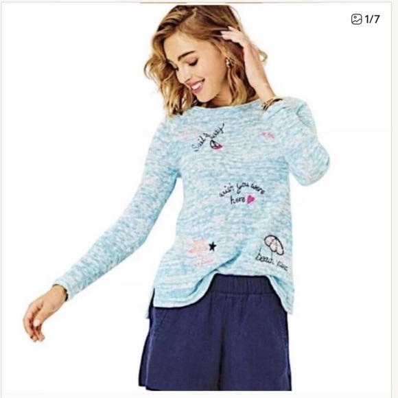 Lilly Pulitzer Sweaters - Lilly Pulitzer Danette Embroidered Beach Sweater Size Medium/NWT